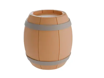 High Detail Stylized Wooden Barrel low poly Low-poly 3D model