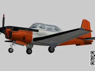 Beechcraft T-34C Turbo Mentor Low-poly 3D model