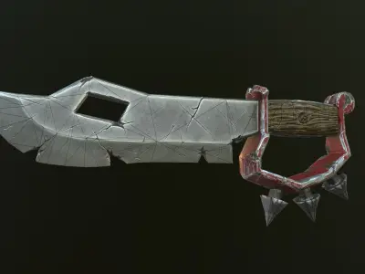 Old damaged Ork knife Low-poly 3D model