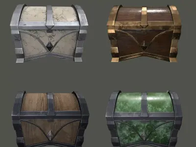 Stylized low poly chests Low-poly 3D model