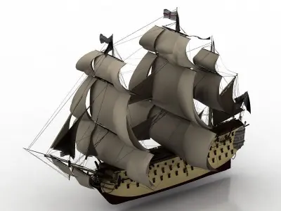 sailing fregatte old ancient 3D model