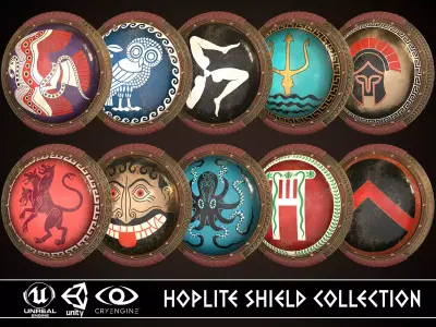 Hoplite Shield Collection 2 3D Model Pack