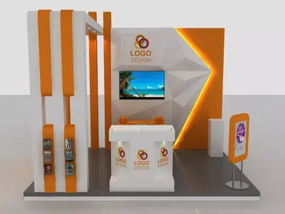 Exhabition orange and exhibition stand 3D model