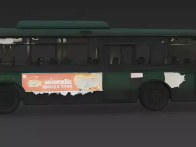 The End of the Line Ruined Green Bus 3D Model Low-poly 3D model