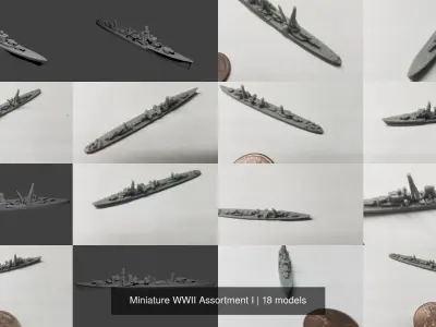 Miniature WWII Assortment I 3D Model Collection