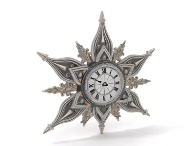 Ornate Brass Clock model pack Low-poly 3D model