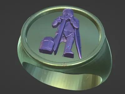 kneeling warrior ring 3D print model
