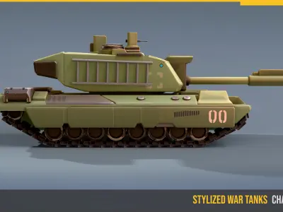 Stylized Tank Challenger 2 Low-poly 3D model