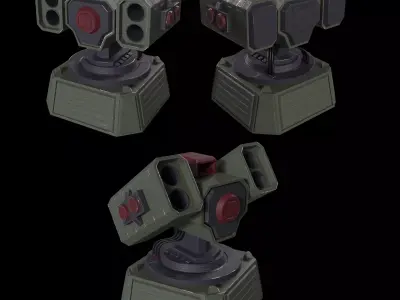 5 Modular Turret Kit PBR  Low-poly 3D model