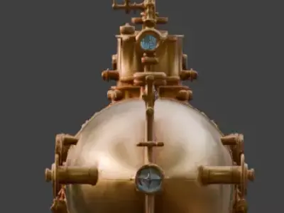 Steampunk Mini Submarine 3D Model Low-poly 3D model