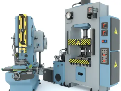 Industrial milling machine tool hydraulic press - Collection two 3D model