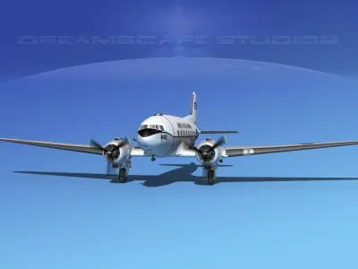 Douglas R-4D Dakota US Marines V2 3D model