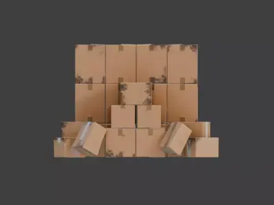 Cardboard Fortress Low-poly 3D model