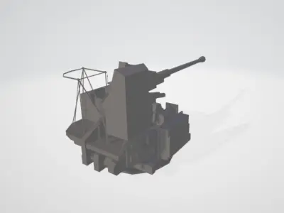 US AMERICAN BOFORS WW2 Signle gun Low-poly 3D model