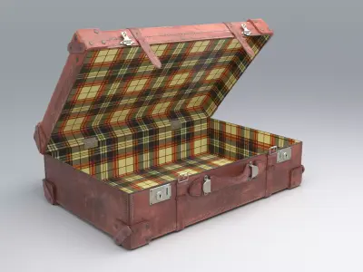 Old Leather Suitcase 3D model
