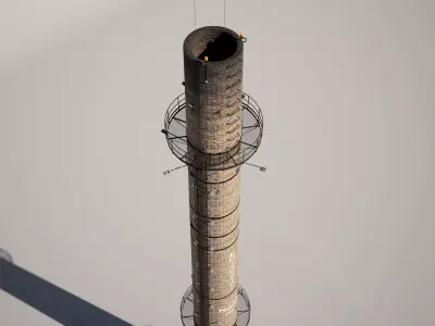  Industrial Chimney Low-poly 3D model