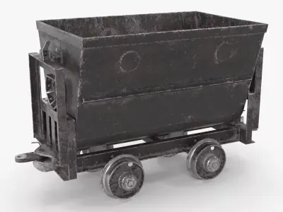 Worn Mine Wagon Black 3D model