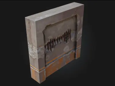 Rustic Wall Fragment  Weathered Remnants of Time 3D model