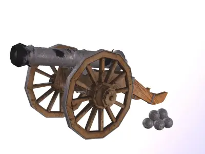 Cannon Low-poly 3D model 17