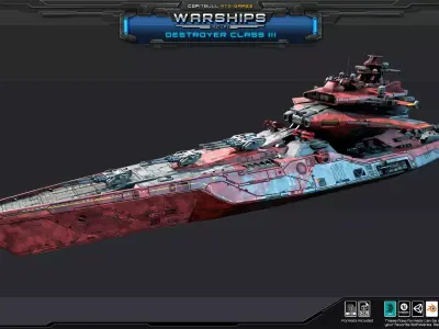 WARSHIPS - Destroyer Class III  Low-poly 3D model