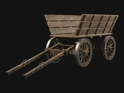 Medieval Wooden Cart 1  Low-poly 3D model