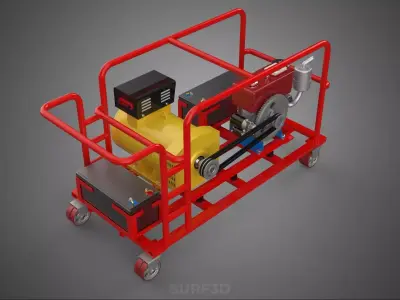 MOBILE BACKUP POWER DIESEL GENSET GENERATOR SET BATTERY SYSTEM 3D model
