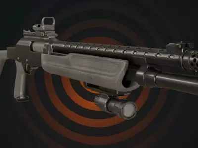 Rigged Tactical Breacher Shotgun Carbon Shadow 3D model