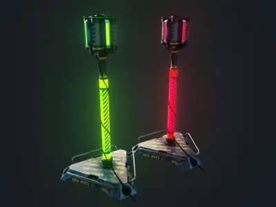  MODULAR Cyberpunk Holographic Signal Low-poly 3D model