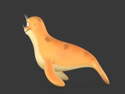Cartoon Seal Low-poly 3D model