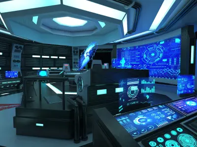 Futuristic Science Fiction Command Center  purchase 3D model