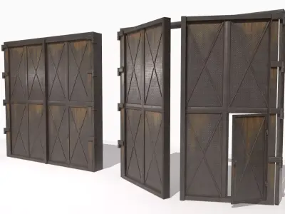 Industrial metal gate 3 Low-poly 3D model