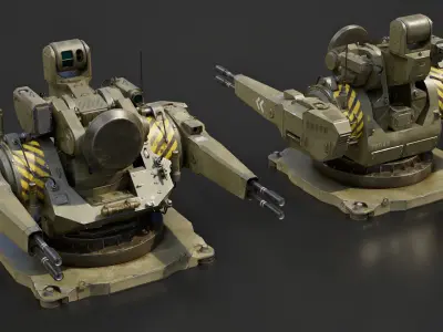 Modular Turret 3d model Low-poly 3D model