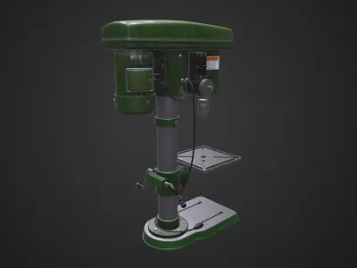 Vertical drill machine Low-poly 3D model