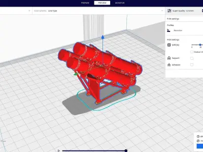 Navy Exocet Launcher 3 Tube  3D print model