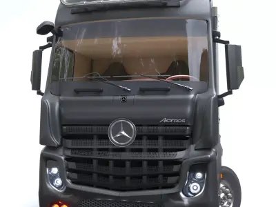 BenzActros mercedes truck with headlights 3D model