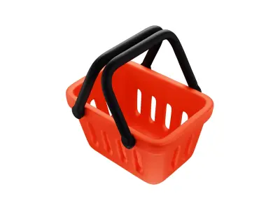 Shopping Basket 3D Icon Low-poly 3D model