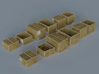 Ultimate Cardboard Box Pack with 8 - 4K texture Sets Low-poly 3D model