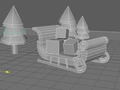 Santa Sleigh Low-poly 3D model buy