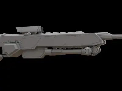 Mecha hard surface sniper rifle 3D model purchase