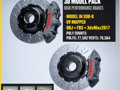 HIGH PERFORMANCE BIG BRAKE KIT  Low-poly 3D model