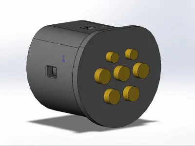 Type2 MENNEKES vehicle connector up to 480V and 16A 3 or 1 phase 3D print model