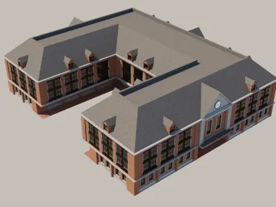 OLD BUILDING WITH CLOCK 3D model