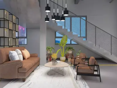 Gym with Reception and Patio 3D model