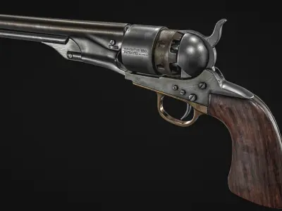 Colt Army Model 1860 Revolver  Low-poly 3D model