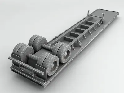 Flatbed Trailer For Semi Truck Low-poly 3D model
