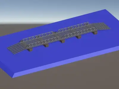 Pontoon Bridge Model  Low-poly 3D model