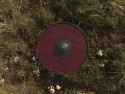Decorative Round Shield Low-poly 3D model