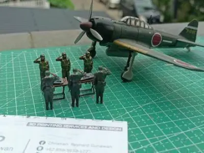 WWII Japanese officers and pilots ritual ceremony 3D print model