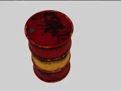 Old Metal Barrels 3D Model 3D model