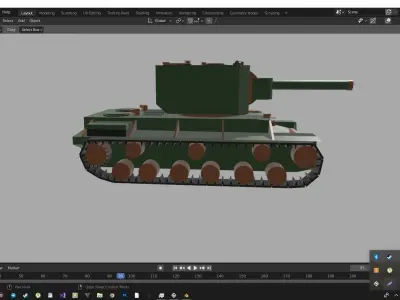 Tank kv-2 Low-poly 3D model